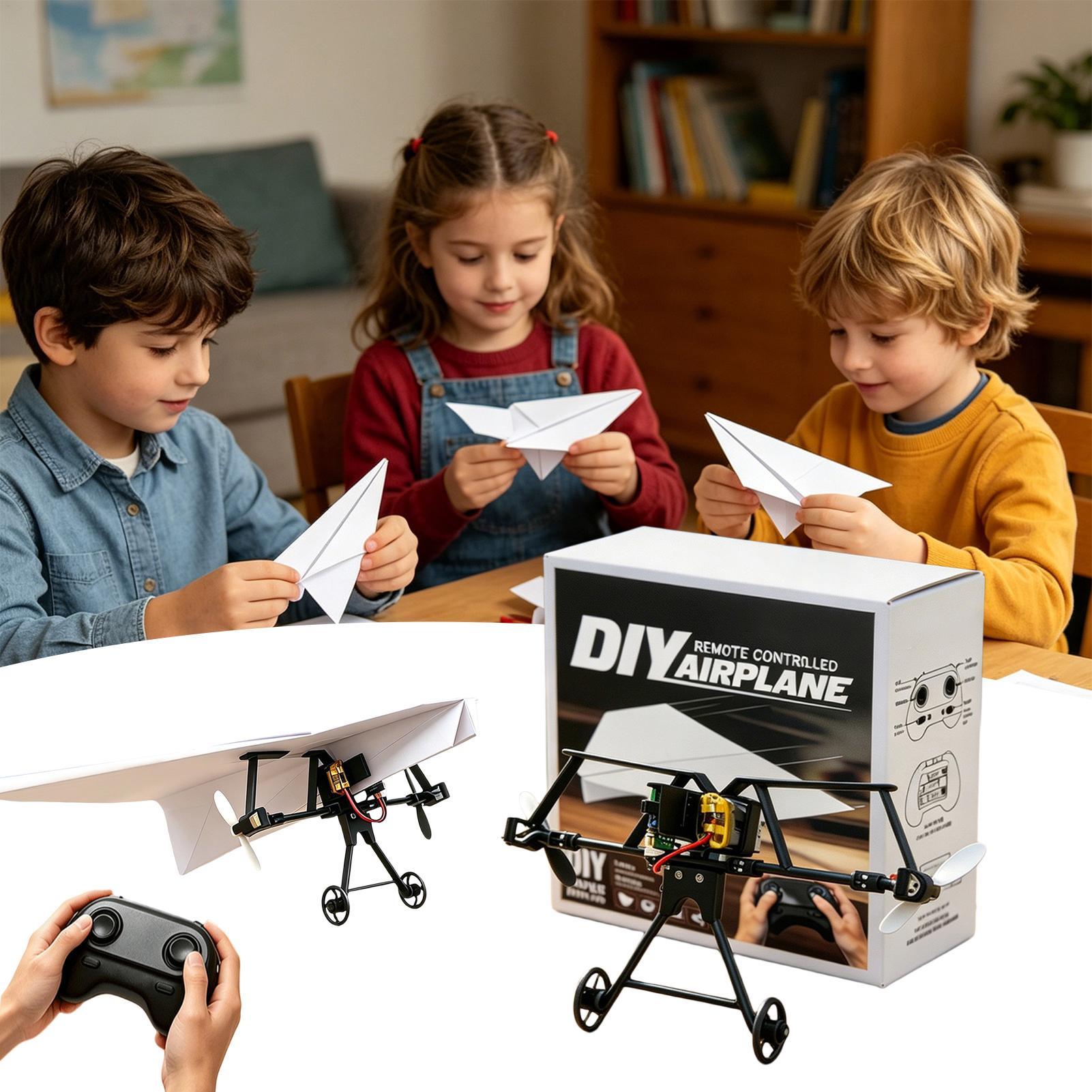 Diy Kit Elektronik - ชุดเครื่องบินกระดาษ DIY RC พร้อมไจโรกันสั่น เครื่องบินบังคับวิทยุไฟฟ้าสำหรับเด็กชายและเด็กหญิง เล่นได้ในสวนหลังบ้าน