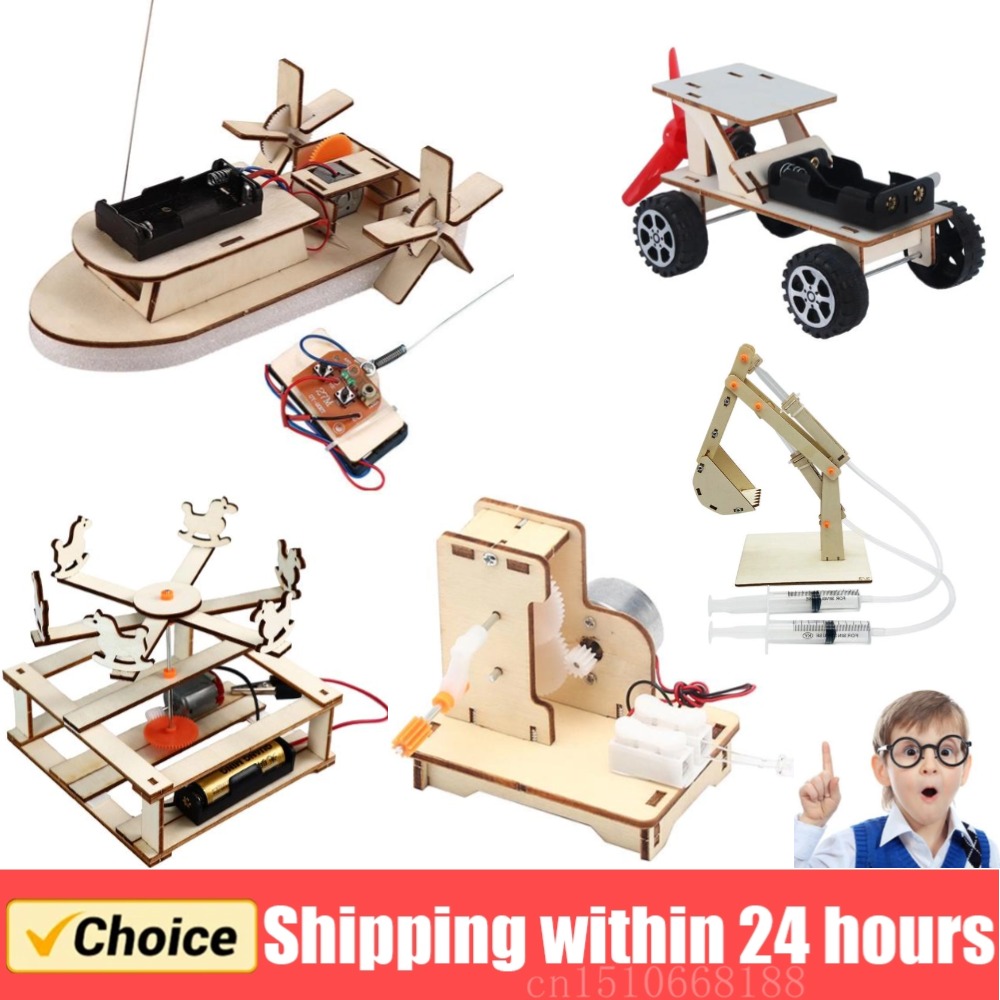 Diy Kit Elektronik - เรือของเล่นวิทยาศาสตร์แบบทำมือชุดของเล่นเพื่อการศึกษาระบบไฟฟ้าสำหรับเด็กชุดของเล่นเรือไม้ชุดทดลองทางวิทยาศาสตร์ของเล่นประกอบ3D
