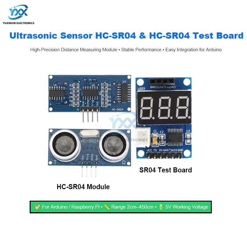 Ultrasonic Sensor Hc - โมดูลวัดระยะทางอัลตราโซนิก HC-SR04 HCSR04 เซ็นเซอร์ตรวจจับคลื่นอัลตราโซนิก เซ็นเซอร์วัดระยะ HC