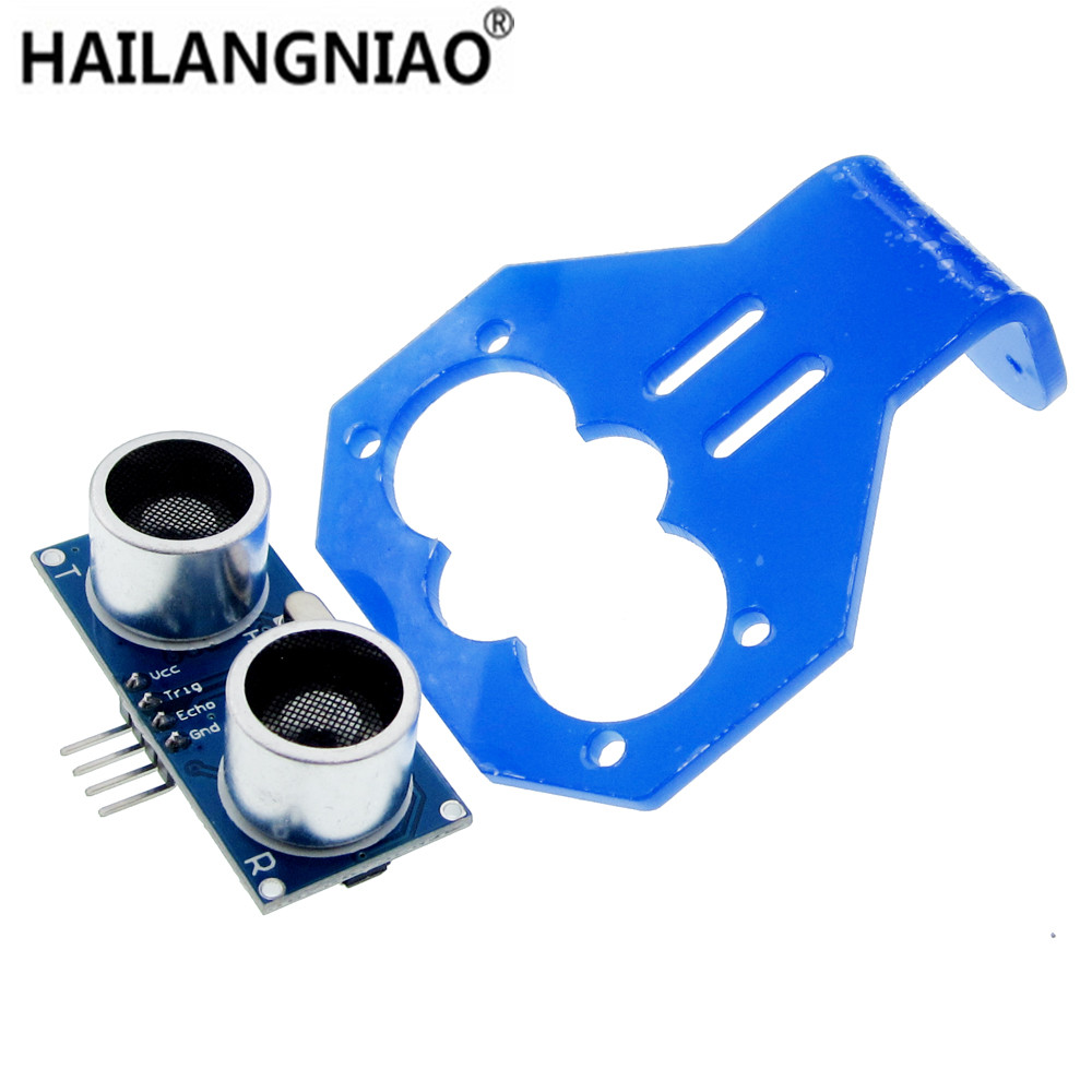 Ultrasonic Sensor Hc - 1ล็อต= 5ชิ้นHC-SR04เซ็นเซอร์อัลตราโซนิก+ 5ชิ้นการ์ตูนเซ็นเซอร์อัลตราโซนิกยึดสําหรับรถสมาร์ทสีแดงสีฟ้า