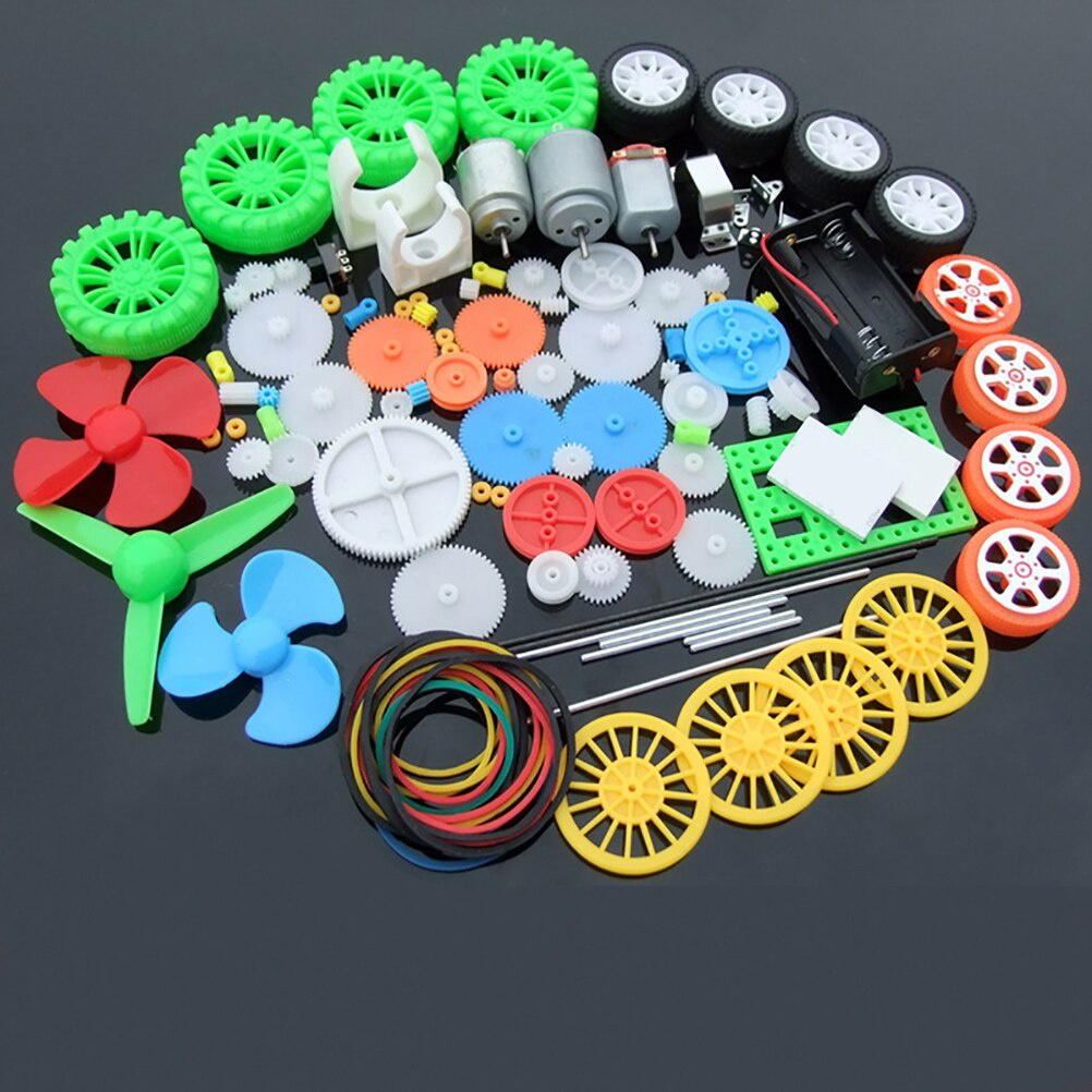 Diy Kit Elektronik - ชุดมอเตอร์ไฟฟ้ากระแสตรง 112 ชิ้น พร้อมเกียร์พลาสติก ขายึดมอเตอร์ เพลา