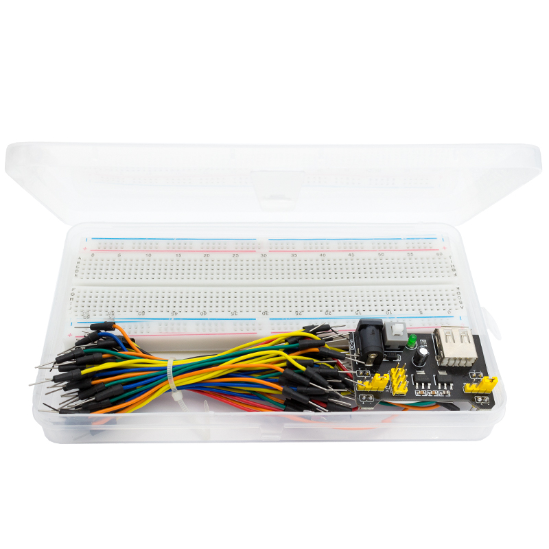 Breadboard Jumper Wire - เขียงหั่นขนมปัง MB102 3.3V/5V + ชุดบอร์ดทำขนมปังต้นแบบ830คะแนน MB-102
