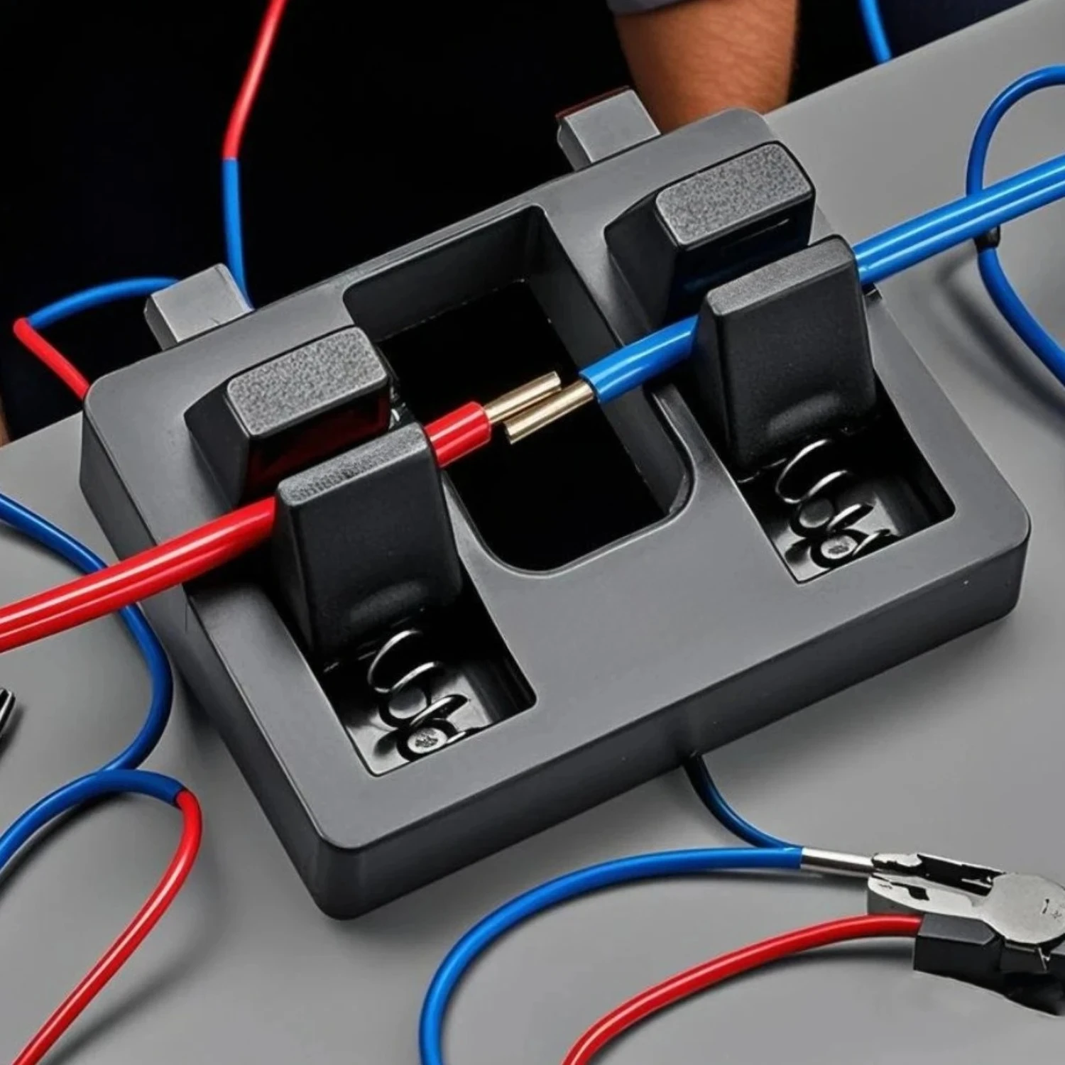 Diy Electronics Location - ตัวจับสายไฟแบบสปริงสำหรับงานเชื่อมแบบสองสาย ตัวหนีบยึดสายไฟ ตัวระบุตำแหน่งสายไฟ อุปกรณ์ซ่อมแซมงานเชื่อมอิเล็กทรอนิกส์ เครื่องมือ DIY